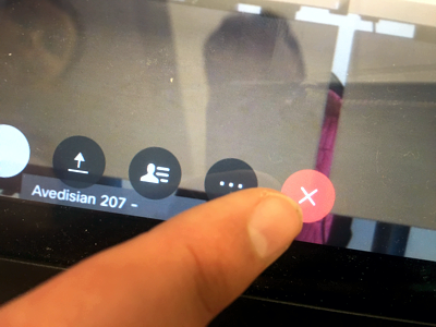 To end the meeting press the red ‘X’ icon