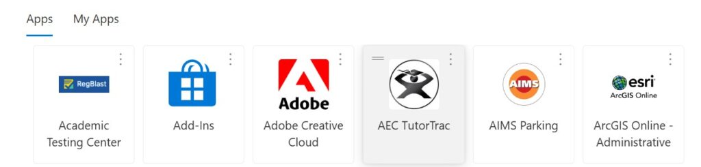 My Apps page with the AEC TutorTrac application highlighted.