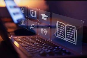 Icons above a keyboard