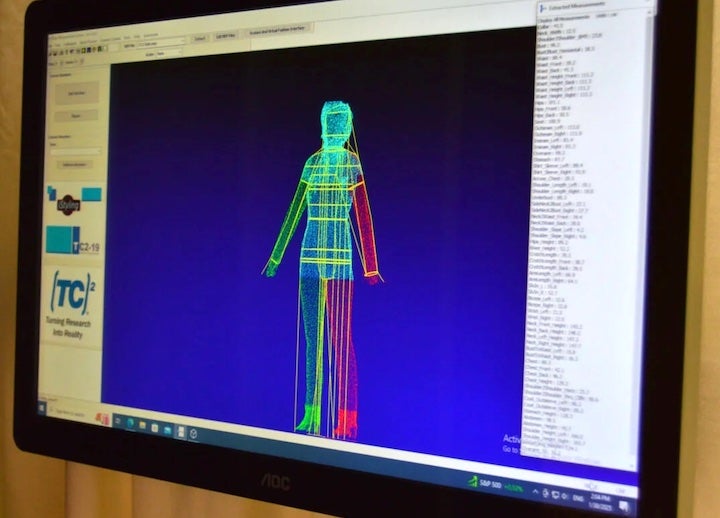 computer screen with colorful i3D image of the human body