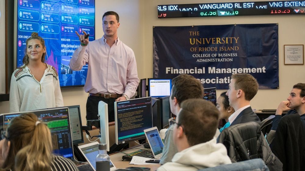 two students presenting as part of the Ram Fund