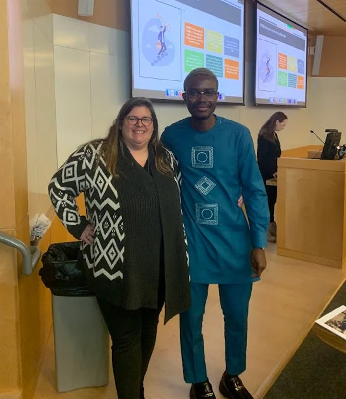 image of Kate Venturini Hardesty, left, of URI’s Cooperative Extension, is one of 13 selected nationwide to join a national workforce development network at land-grant universities. She’s shown with Kurta Beyan '22, a URI Feinstein Energy Literacy Fellow.