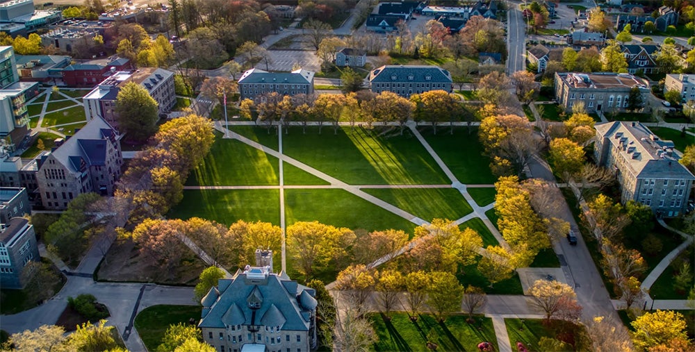 image of an aerial view of the URI quad