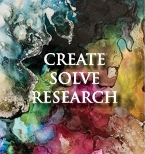 Image of the words "Create, Solve, Research" with a colorful background