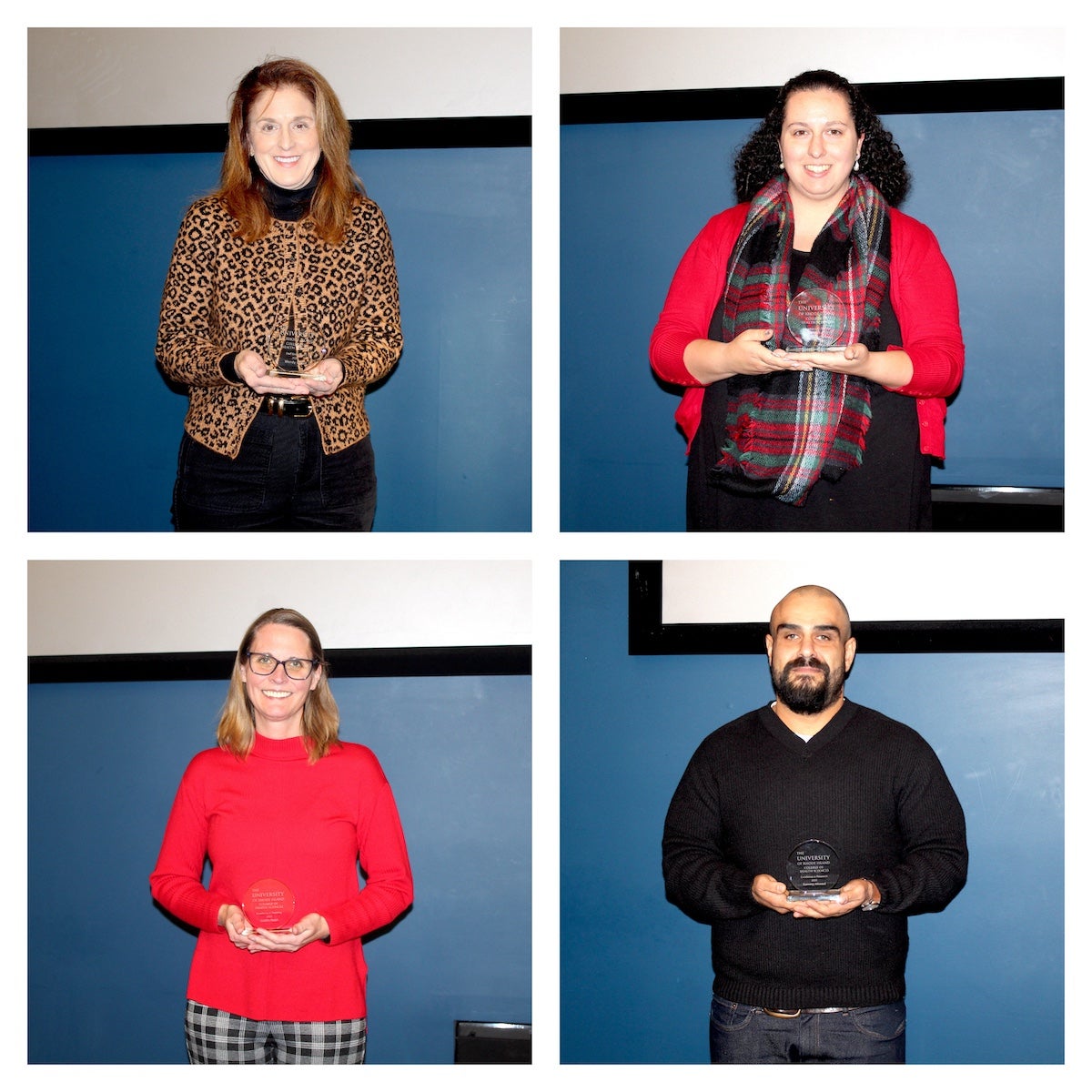 Wendy Gallo, Jessica Cless, Caitlin Nash, and Sammy Ahmed are this year's College of Health Sciences year-end award winners.