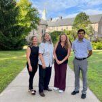 The grant spans three URI colleges—Engineering, Environment and Life Sciences, and Health Sciences—in addition to the Interdisciplinary Neuroscience Program. Shown, l-r: Lisa Weyandt, Lynda Stein, Jodi Camberg, Kunal Mankodiya.