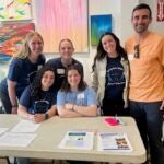 Doctor of Physical Therapy students (l-r) Avery Hanan, Hannah Rae, Savanna Perkins, Zoe Hetrick and Charlotte Vitale, joined adjunct Professor Ken Vinacco from URI's Clarkin Neurocollaborative Lab to provide balance screenings and share information on research opportunities during a recent Renew Retreat in Portsmouth.