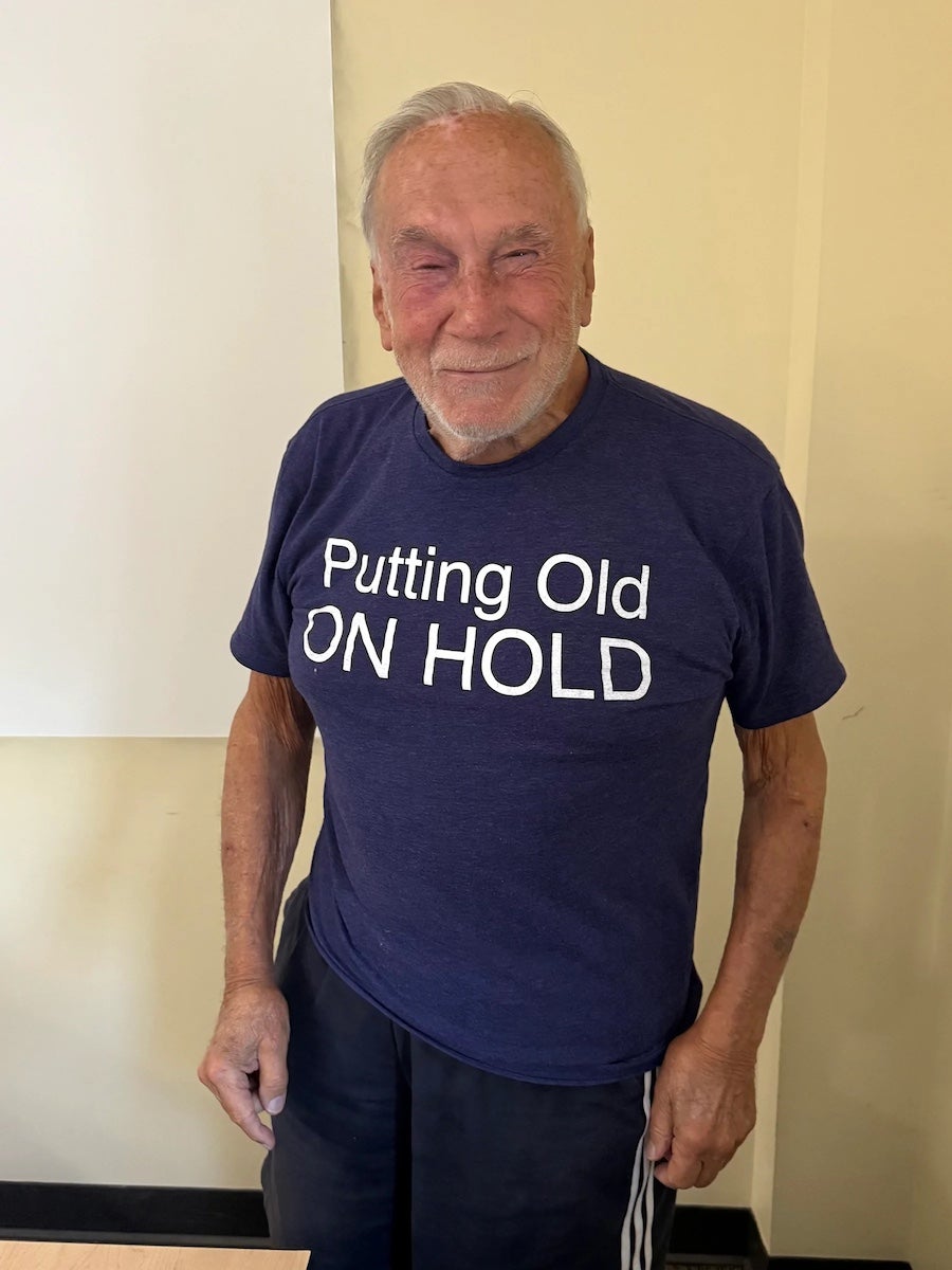 More than 1,700 adult learners are part of the URI campus community. Bob Bianchini is one—he facilitates OLLI’s current events discussion group. (URI Photos / Beth Desrosiers)