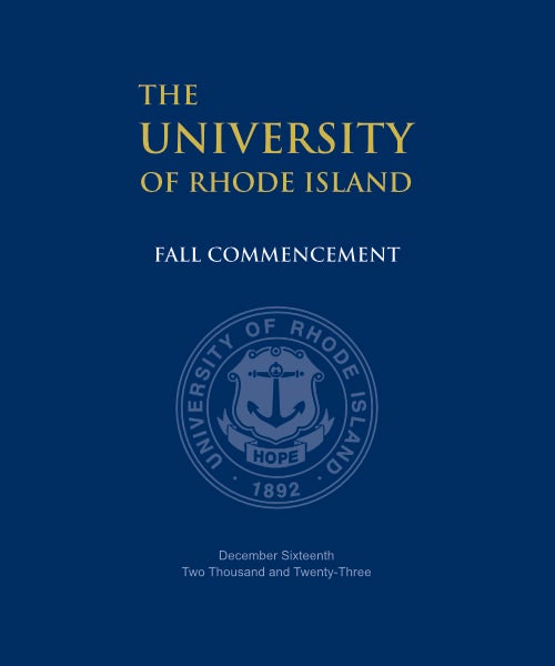 cover art for the URI Fall 2023 Commencement program