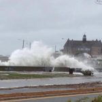 Stormy weather at Narragansett towers and Sea Wall area