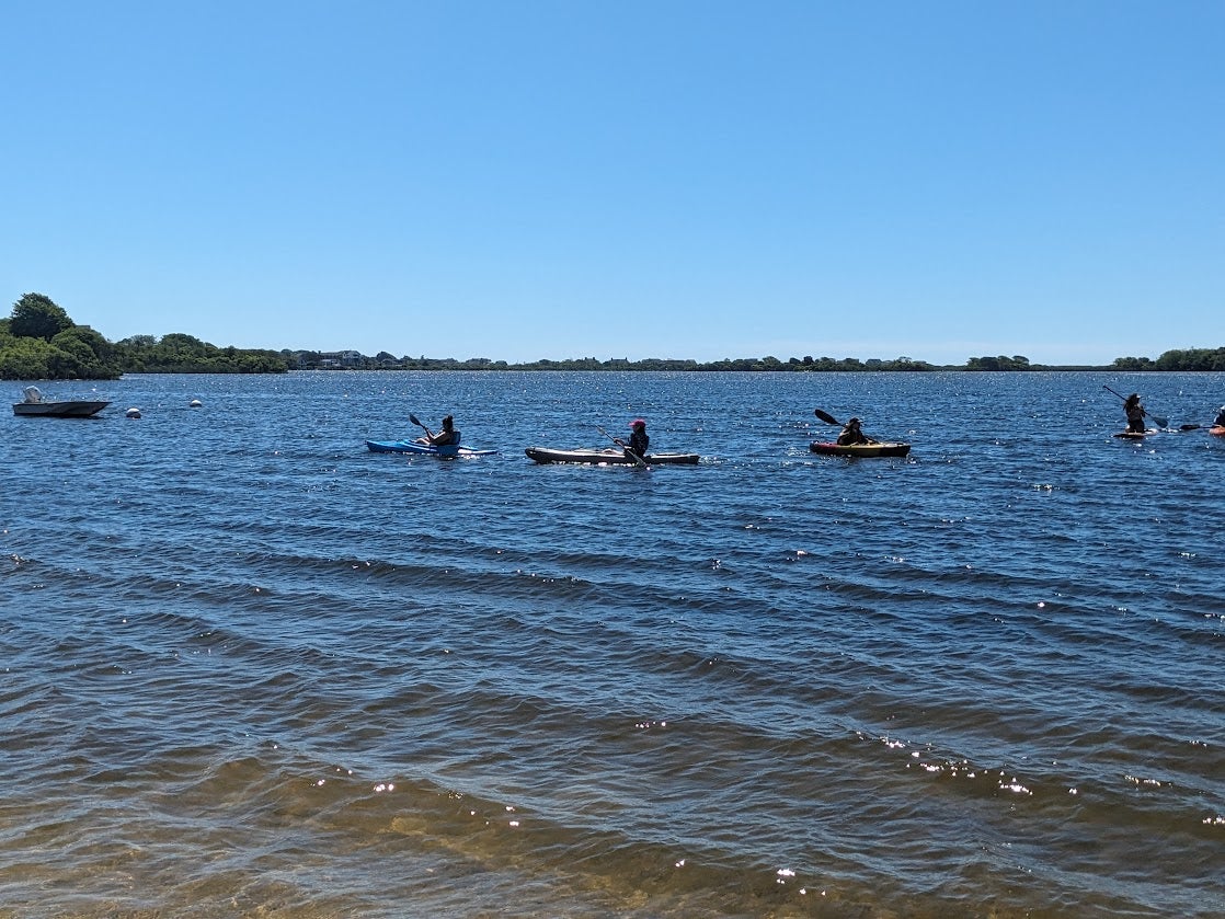 Kayakers on salt pond