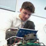 Student working on UGV
