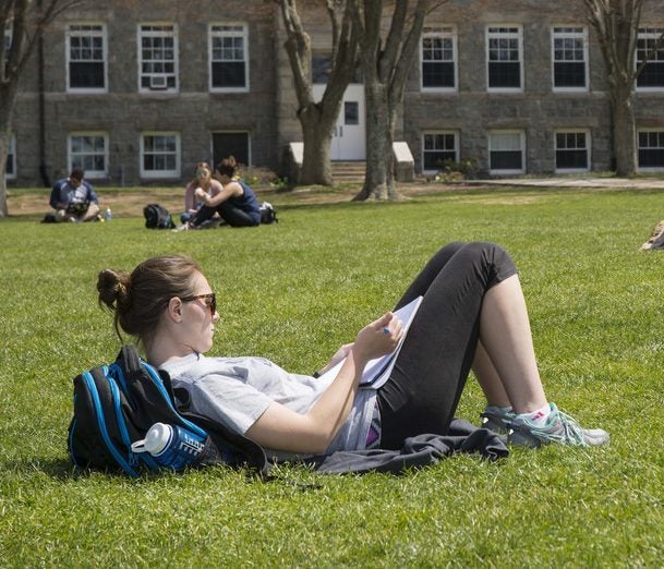 Students relaxing on the quad.