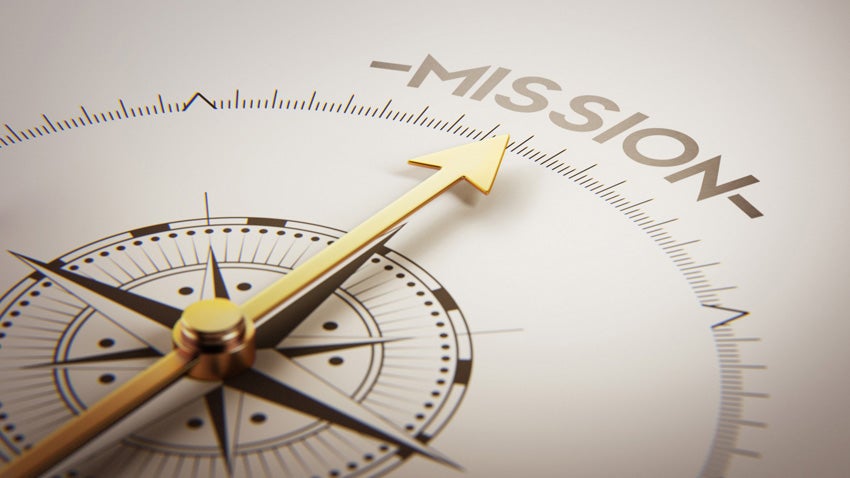 Compass pointing towards the word Mission