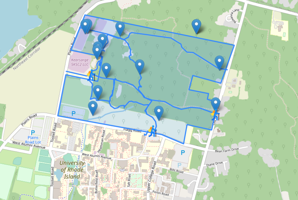 a map of the North Woods at the University of Rhode Island