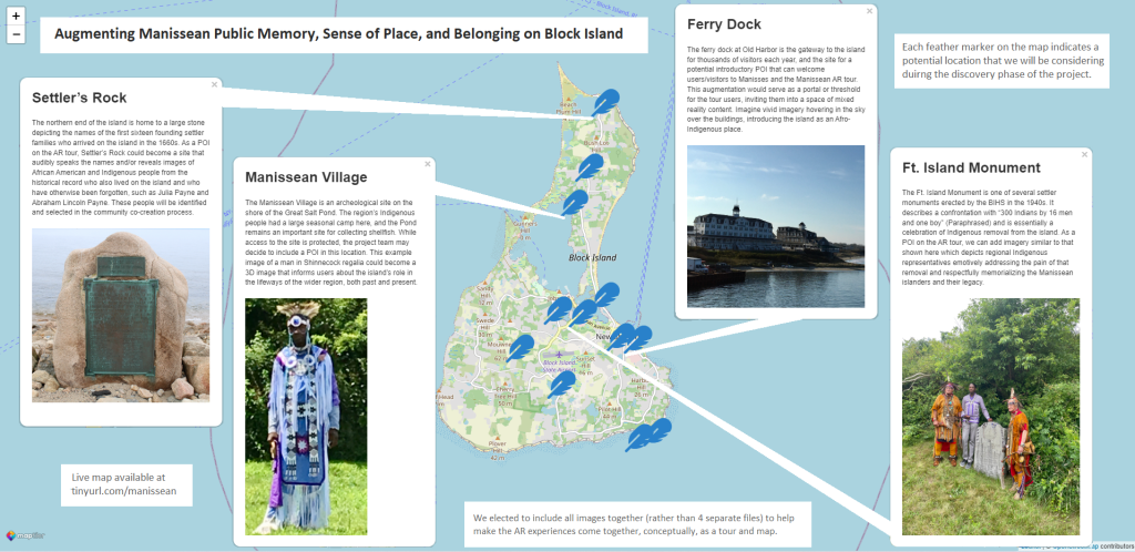 a map of block island with different points of interest