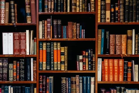 bookshelf with colorful books