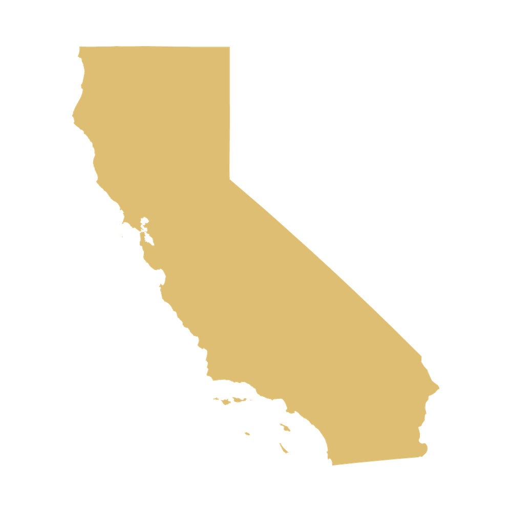 Golden Map Outline of California