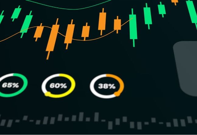 Box and Pie Charts in Green and Orange with a black screen background
