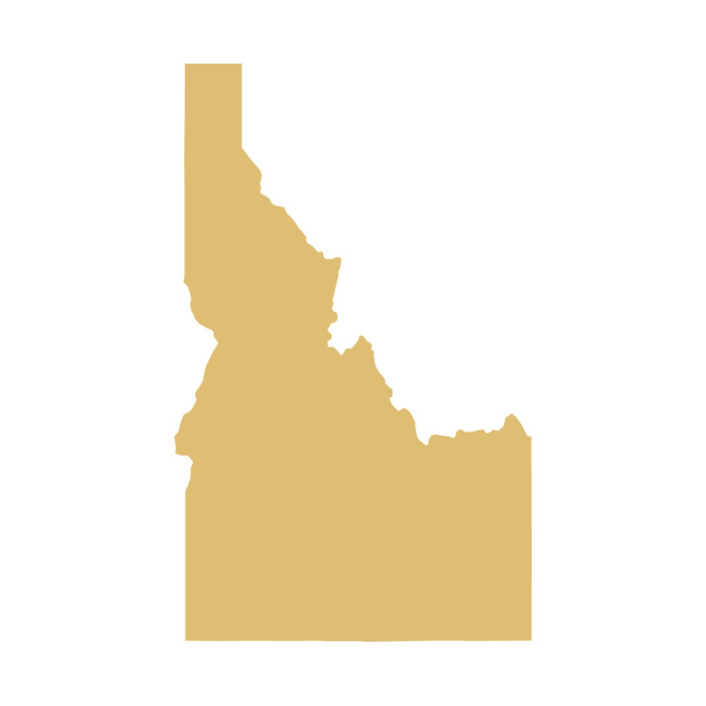 Golden Map Outline of Idaho