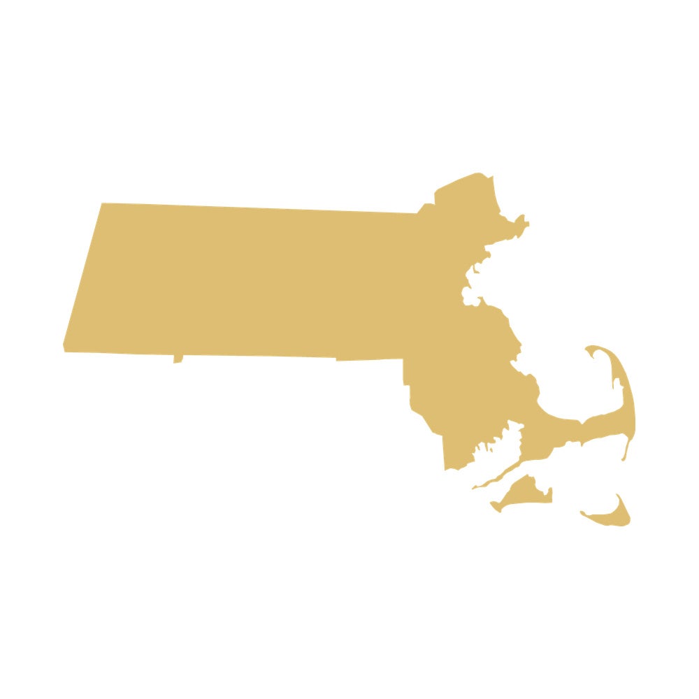 Golden Map Outline of Massachusetts