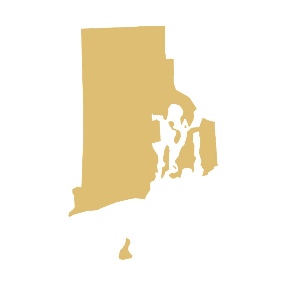 Golden Map Outline of Rhode Island