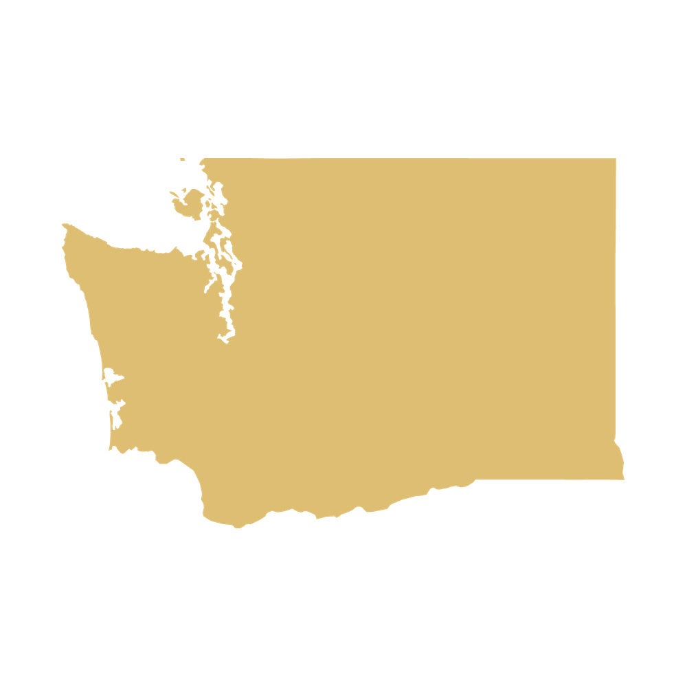 Golden Map Outline of Washington