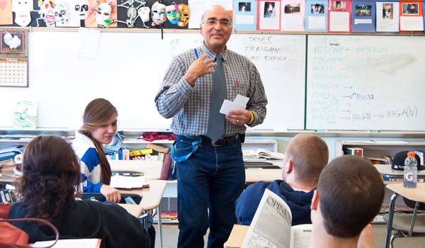 a teacher in front of the classroom
