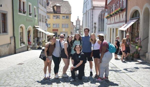 The inaugural cohort of students in Rothenburg ob der Tauber, Germany with program directors Rabia Hos and Colleen Rossignol.