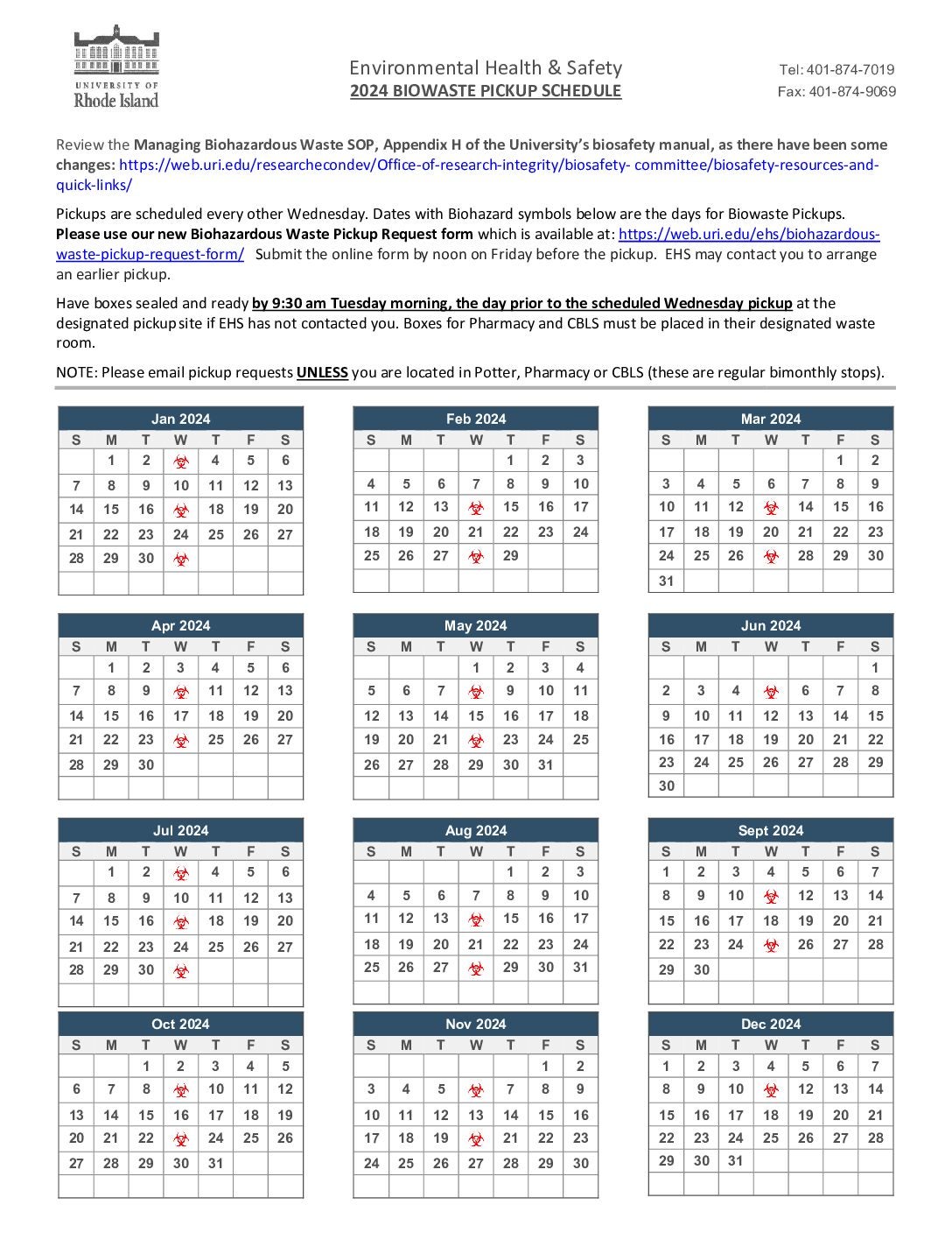 2024-BIOWASTE-SCHEDULE – Environmental Health and Safety