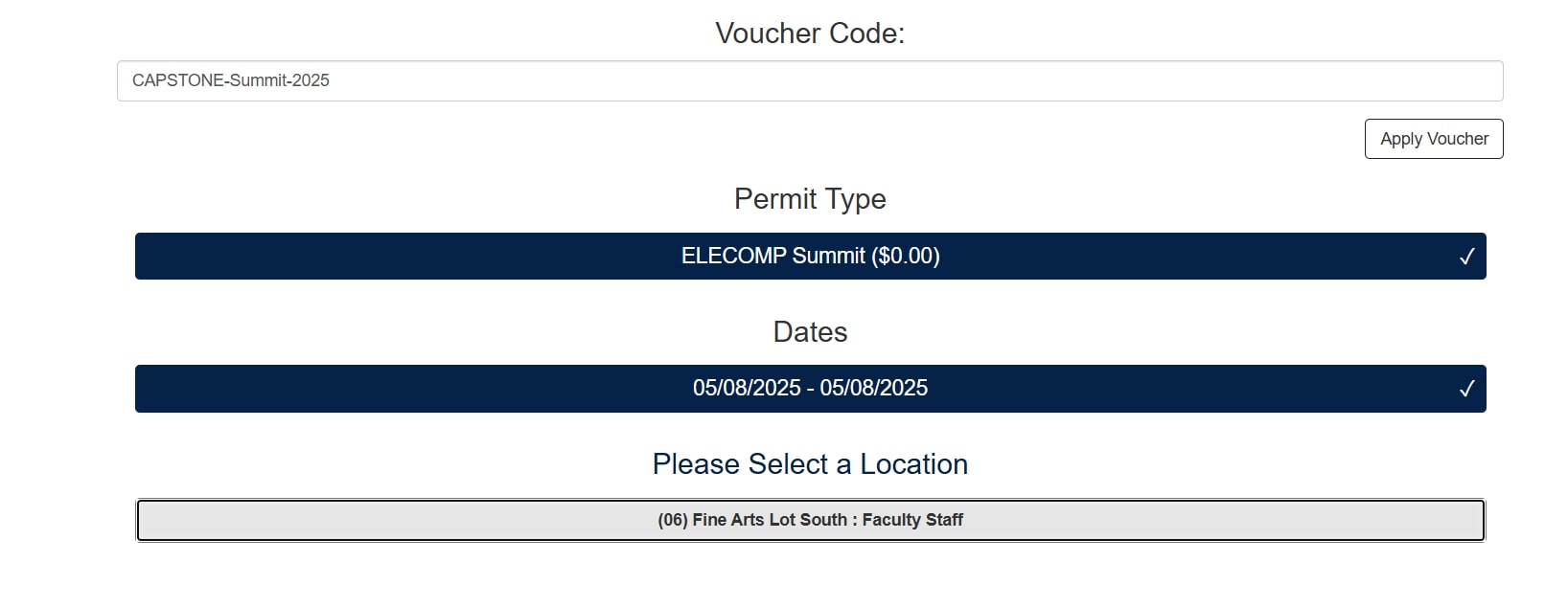 Screenshot showing voucher code entry