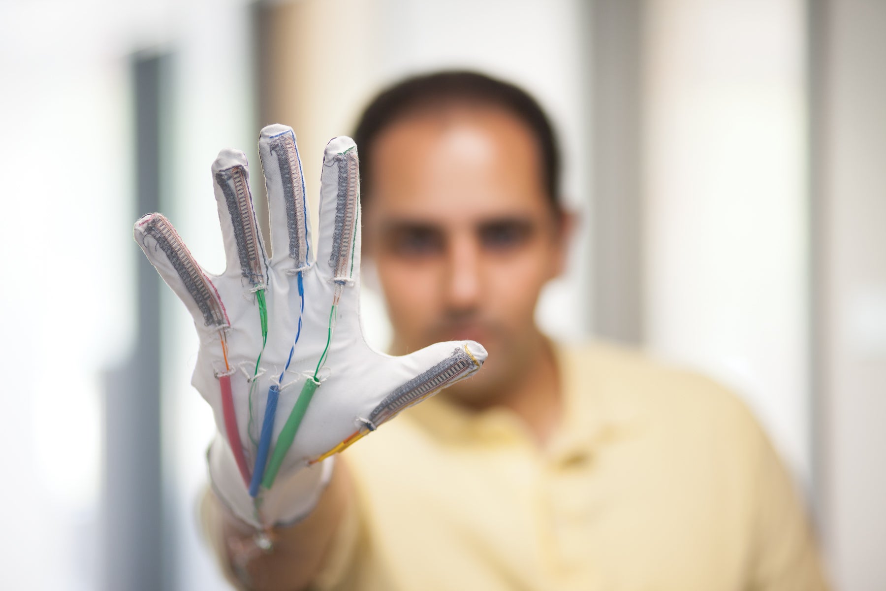 Kunal Mankodiya’s Wearable Biosensing Lab is working to create wearable systems, such as this smart glove, which can non-invasively track important patient metrics to provide a window for medical professionals.