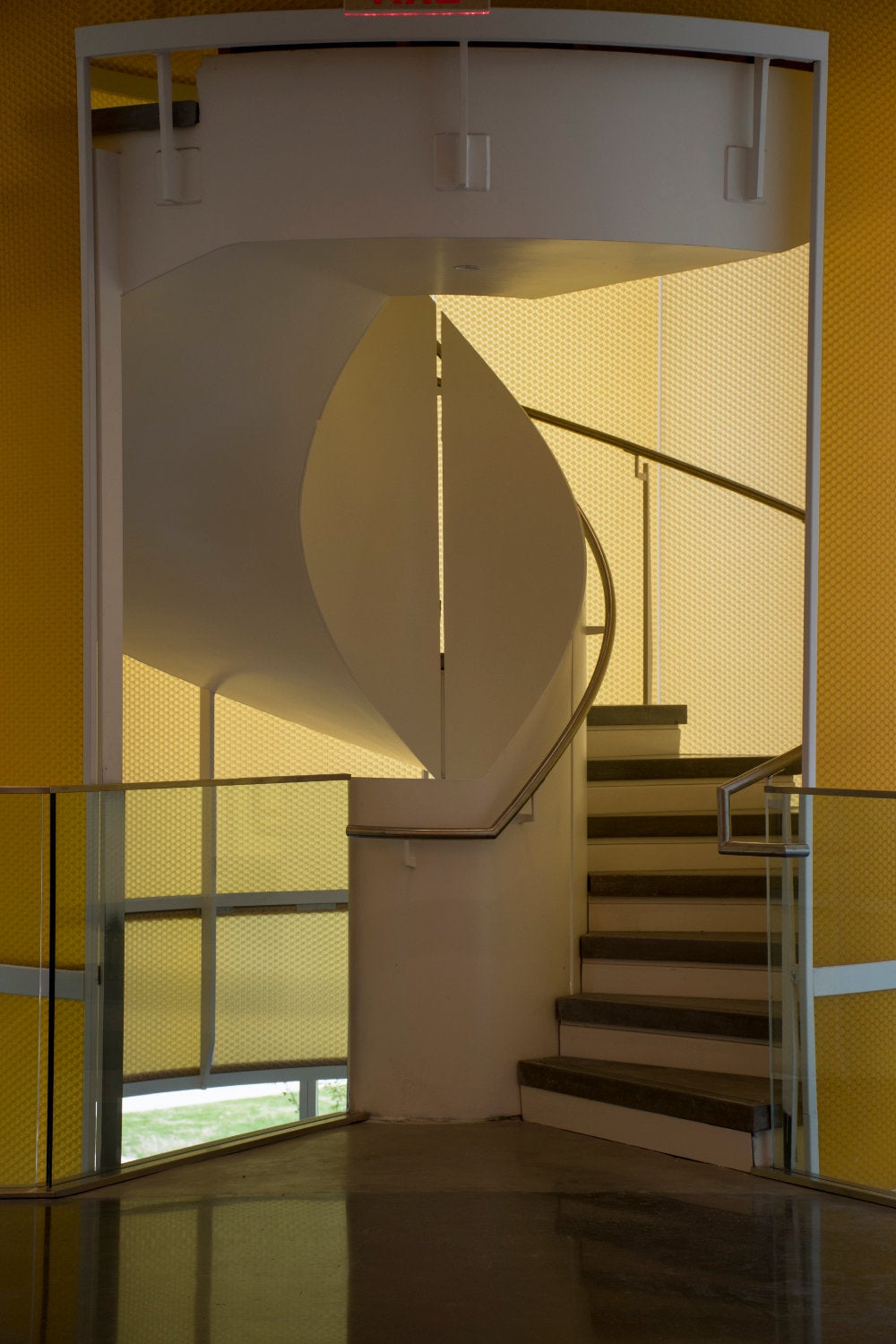 Spiral staircase in the Fascitelli Center for Advanced Engineering
