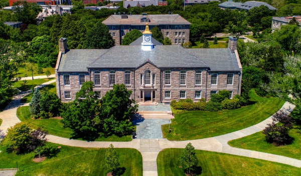 An Aerial view of Green hall, URI Kingston campus