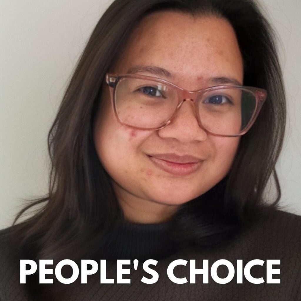 People's Choice ($500) Arvie Grace B. Masibag, PhD, Pharmaceutical Sciences, “Disarming Vibrio: Protecting Oysters, Aquaculture, and Coastal Economies”