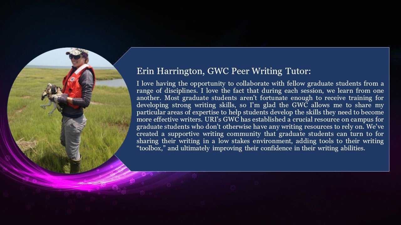 Erin's picture next to the text of her tutor testimonial