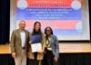 One of this year’s URI Asian Cultural Ambassadors, Alyssa Tsukada (center), shown with Qing (Ken) Yang and Vice President Markeisha Miner