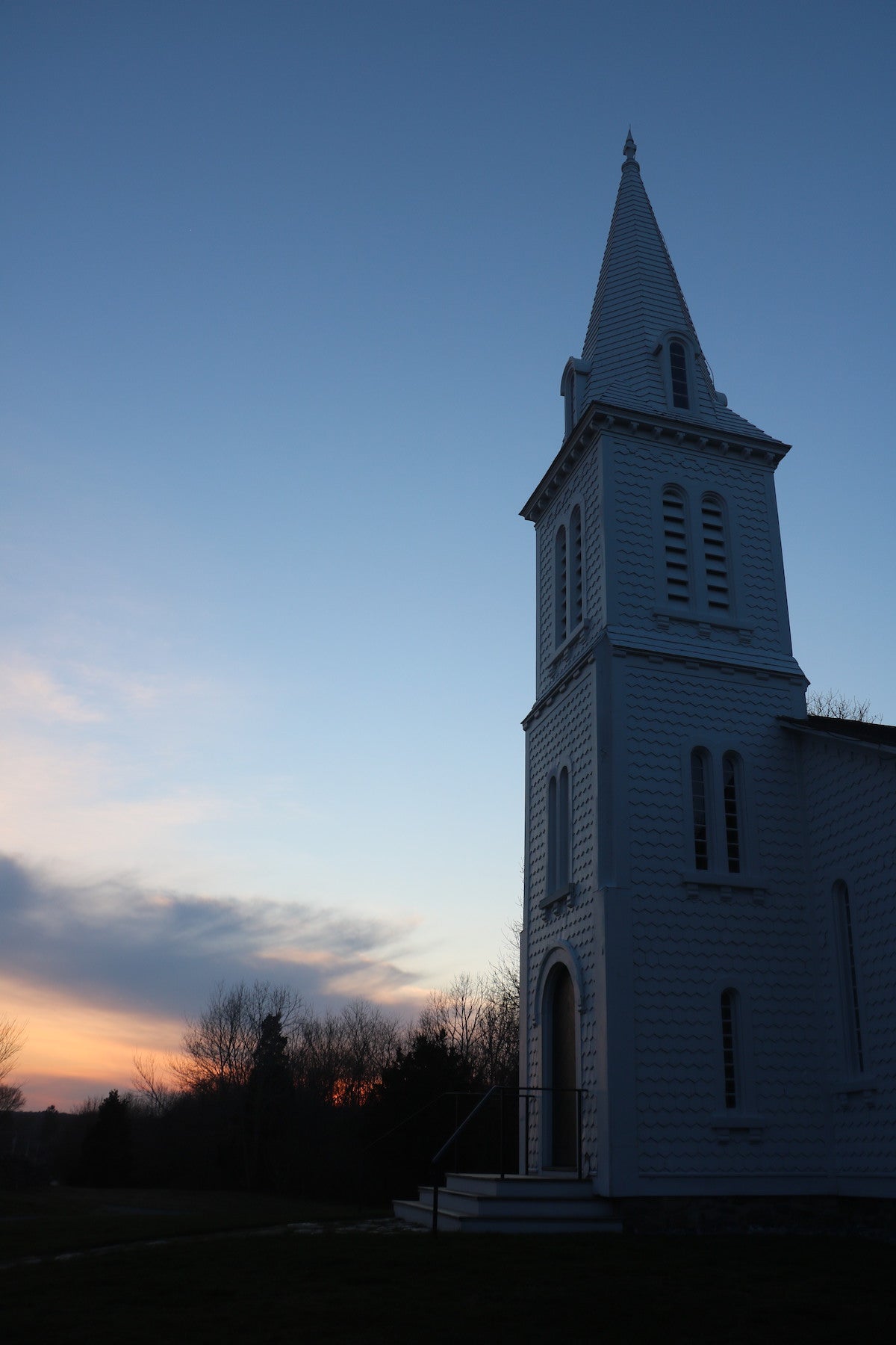 South Ferry Church at sunset.