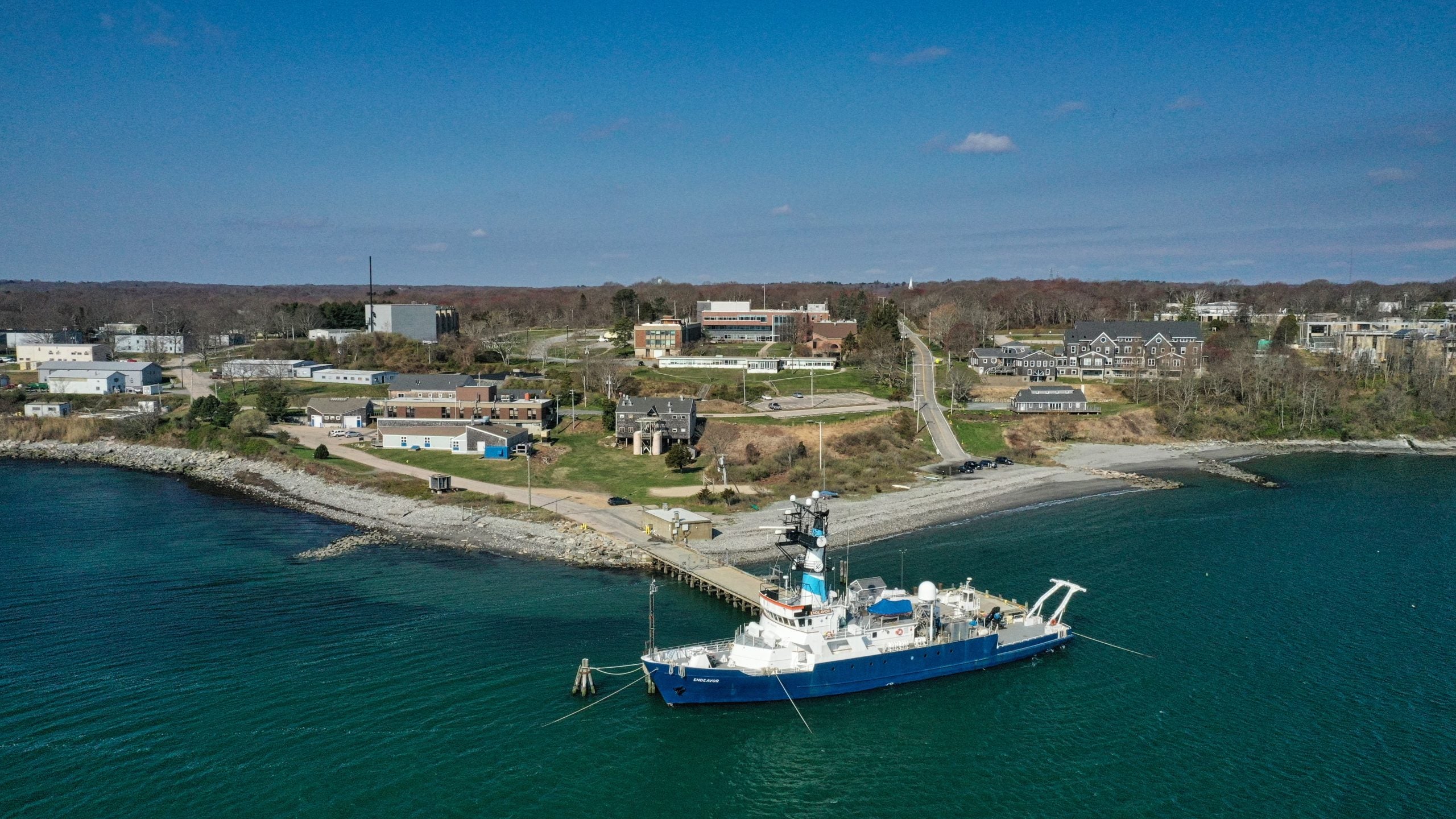 Aerial view of the URI Narragansett Bay Campus
