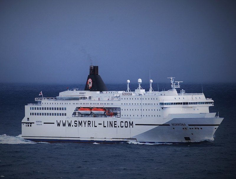 Large ferry boat, the MS Norröna, powering to its next destination.
