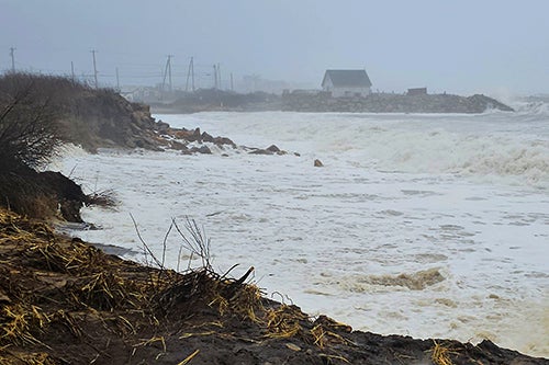 storm breaks on coastline