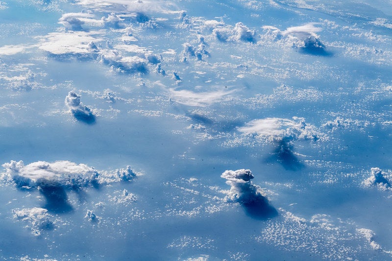 Photo from space of clouds above the ocean.