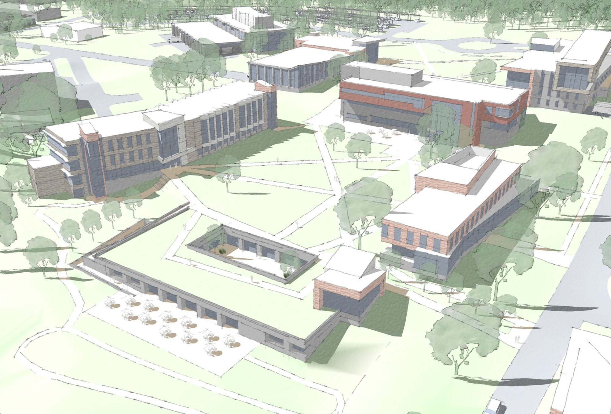 Illustration of a renewed Bay Campus from the Narragansett Bay Campus Master Plan.