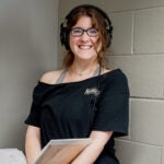 Student Lainey Sumner on her film set