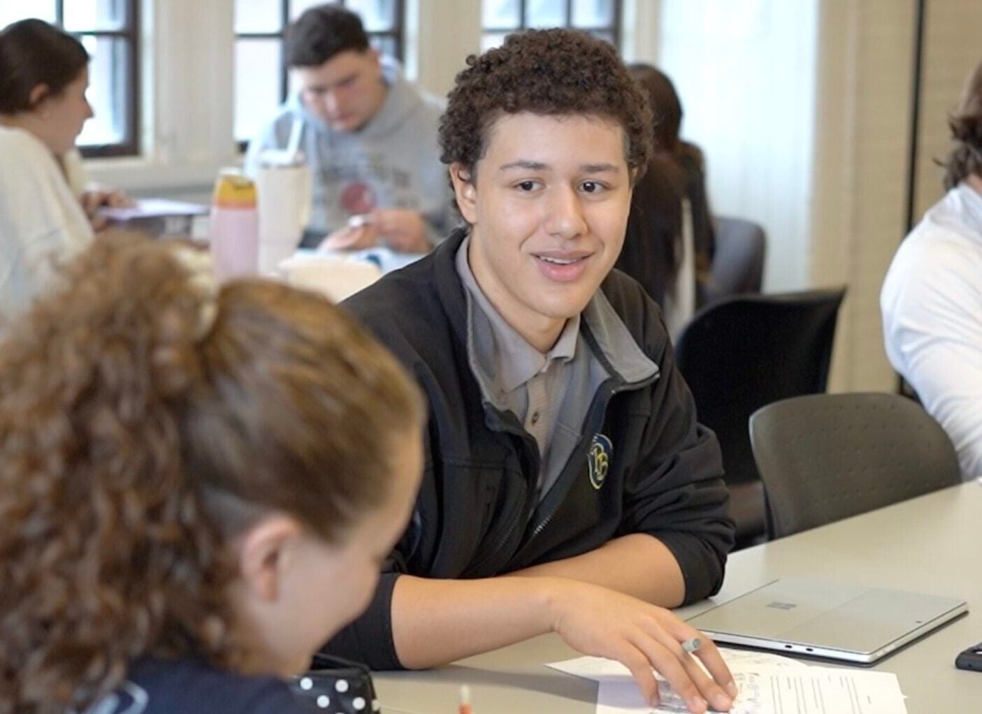 Students working