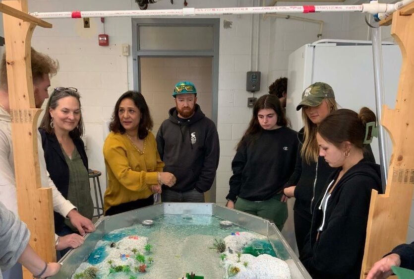 Heather Johnson's HPR 411 River Stories students learn about river models.