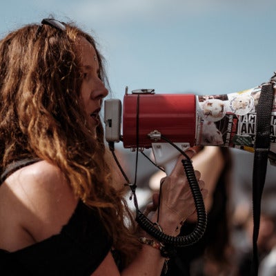 women with a megaphone