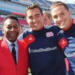 Justin Resendes with Pele and another soccer player