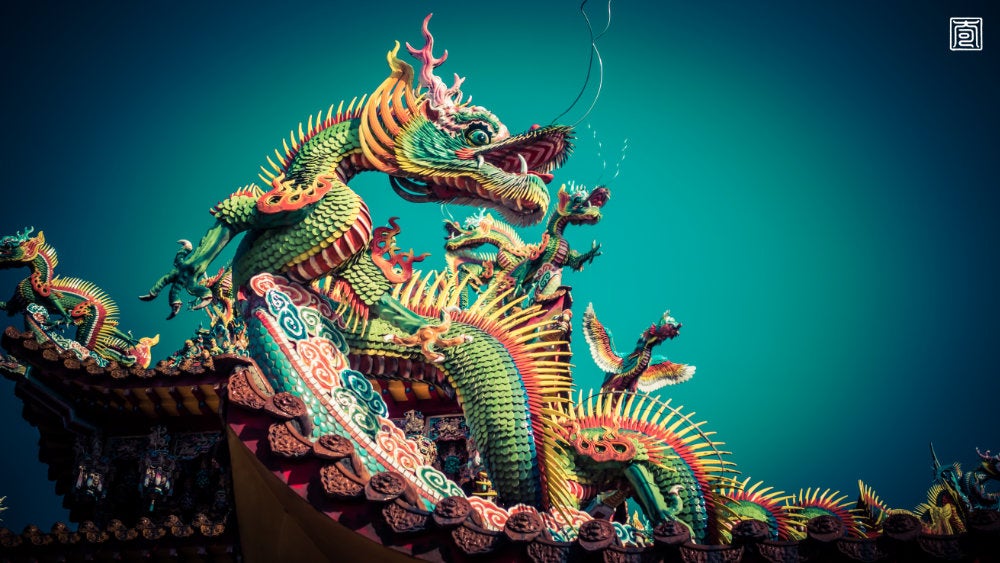 A Chinese dragon statue