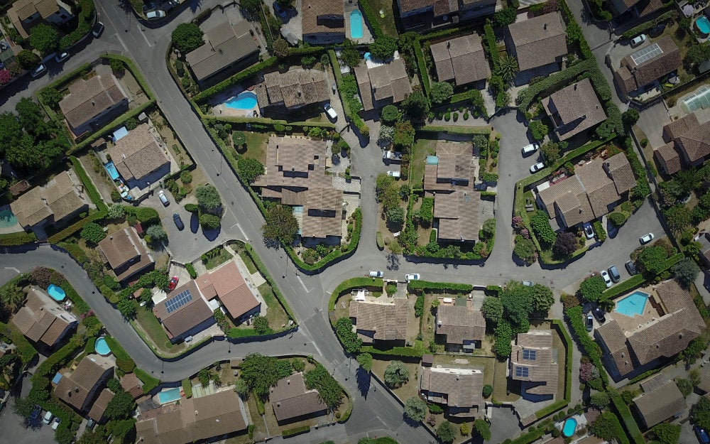an aerial view of a neighborhood